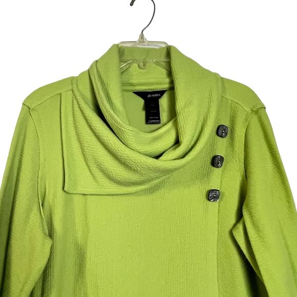 Ali Miles 3/4 Sleeve Cowl Neck Lime Green Sweater LG (3013)‎ - Picture 2 of 8